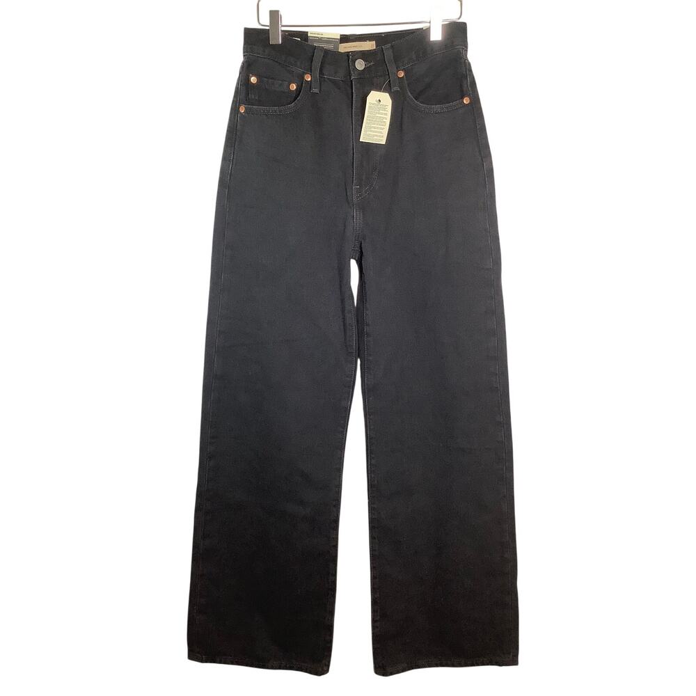Levi's Women's 27 Rosie Poise Black Ribcage Wide Leg Jeans Vintage 90s HR13-33
